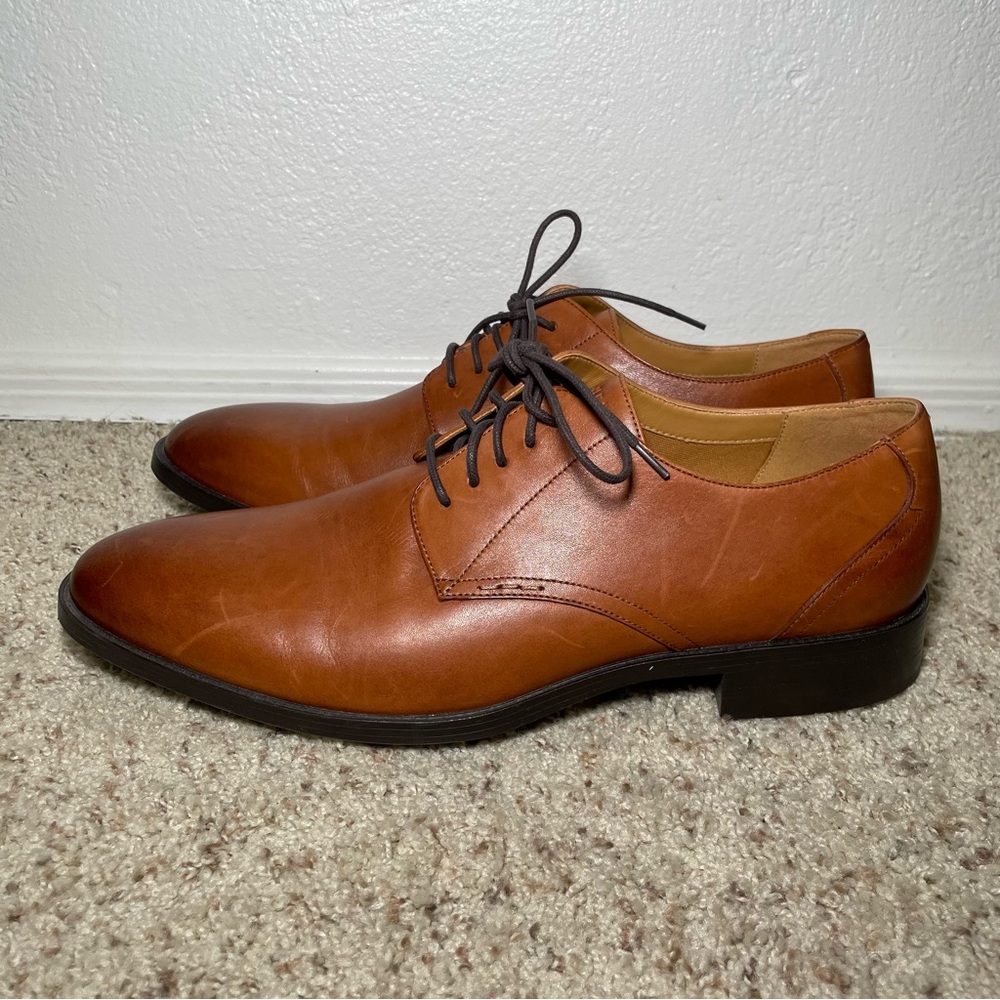 Cole Haan Grand Hawthorne Mens 13M Plain Oxford British Tan Leather Shoes C32352 - Picture 2 of 11
